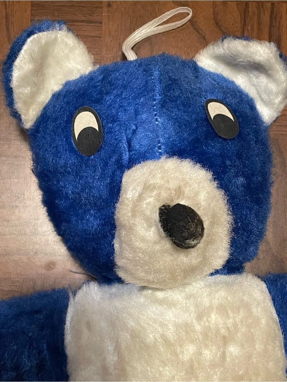 Vintage 50s-60s Blue Teddy Bear Carnival Prize Stuffed Animal 18” Good Condition